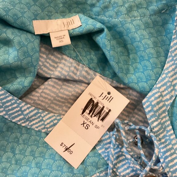 J Jill Top Size XS Xsmall NWT Aegean Tunic Womens Blue Patterned Geometric - Picture 2 of 7